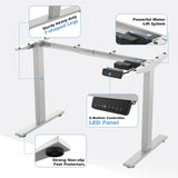 Silver Standing Desk Frame with Memory Smart Controller Height Adjustable Range 28"-45", Width Range 39"-51" Electric Tabletop Riser Standing Desk Motor Converter (Ash Grey Base ONLY)