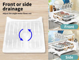 Detachable Dish Drying Rack Cutlery Drainer Utensiles Organizer Cup Kitchen Storage Drainage Board 2 Tier White