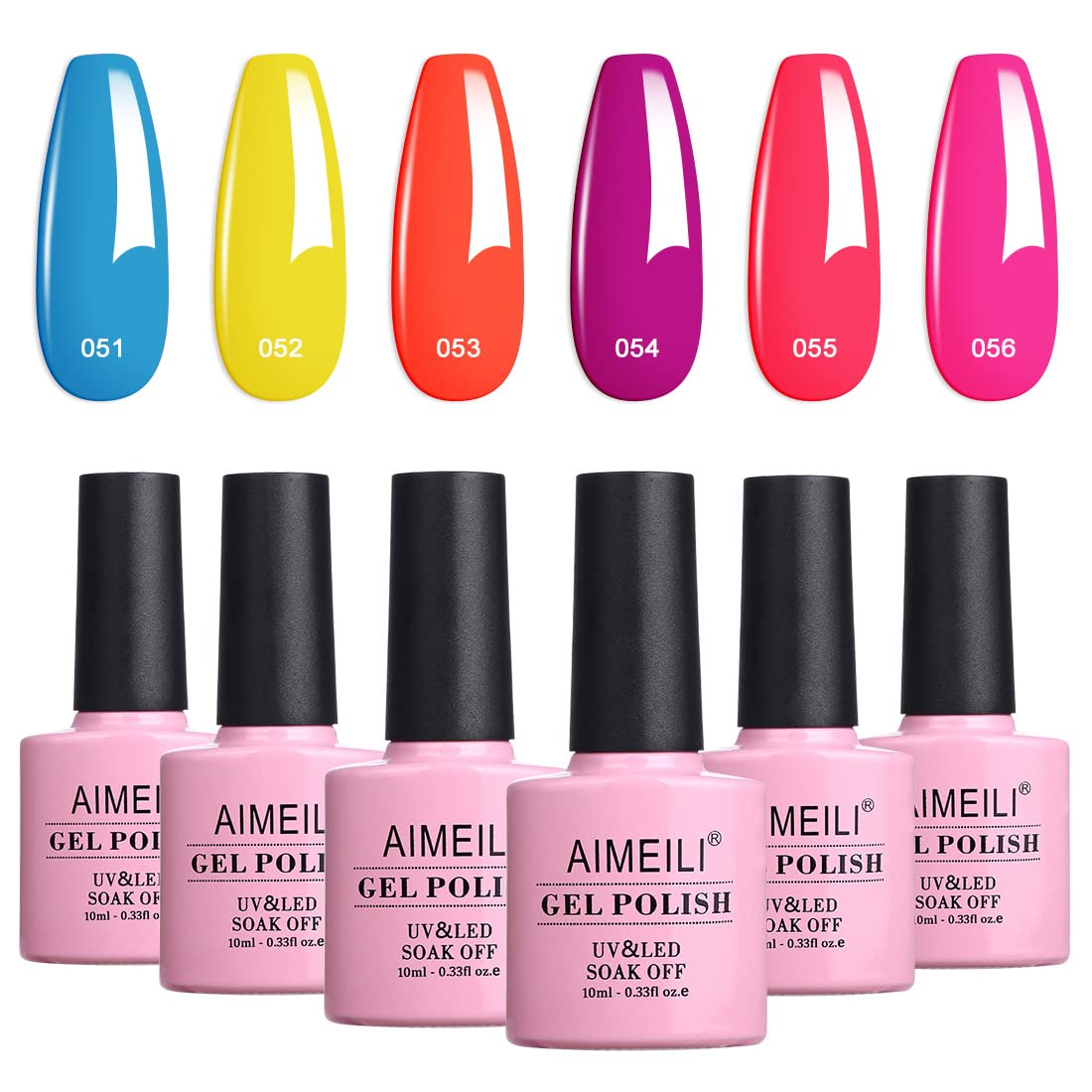 AIMEILI Soak Off UV LED Gel Nail Polish Neon Multicolour/Mix Colour/Combo Colour Set Of 6pcs X 10ml - Kit Set 11