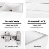 Bathroom Vanity, 400mm Length Unit Table Cabinet Ceramic Basin Sink Wall Cabinets Storage Organiser Home Washroom Toilet Furniture, with 15mm MDF Board Smooth Edges Water-Resistant White