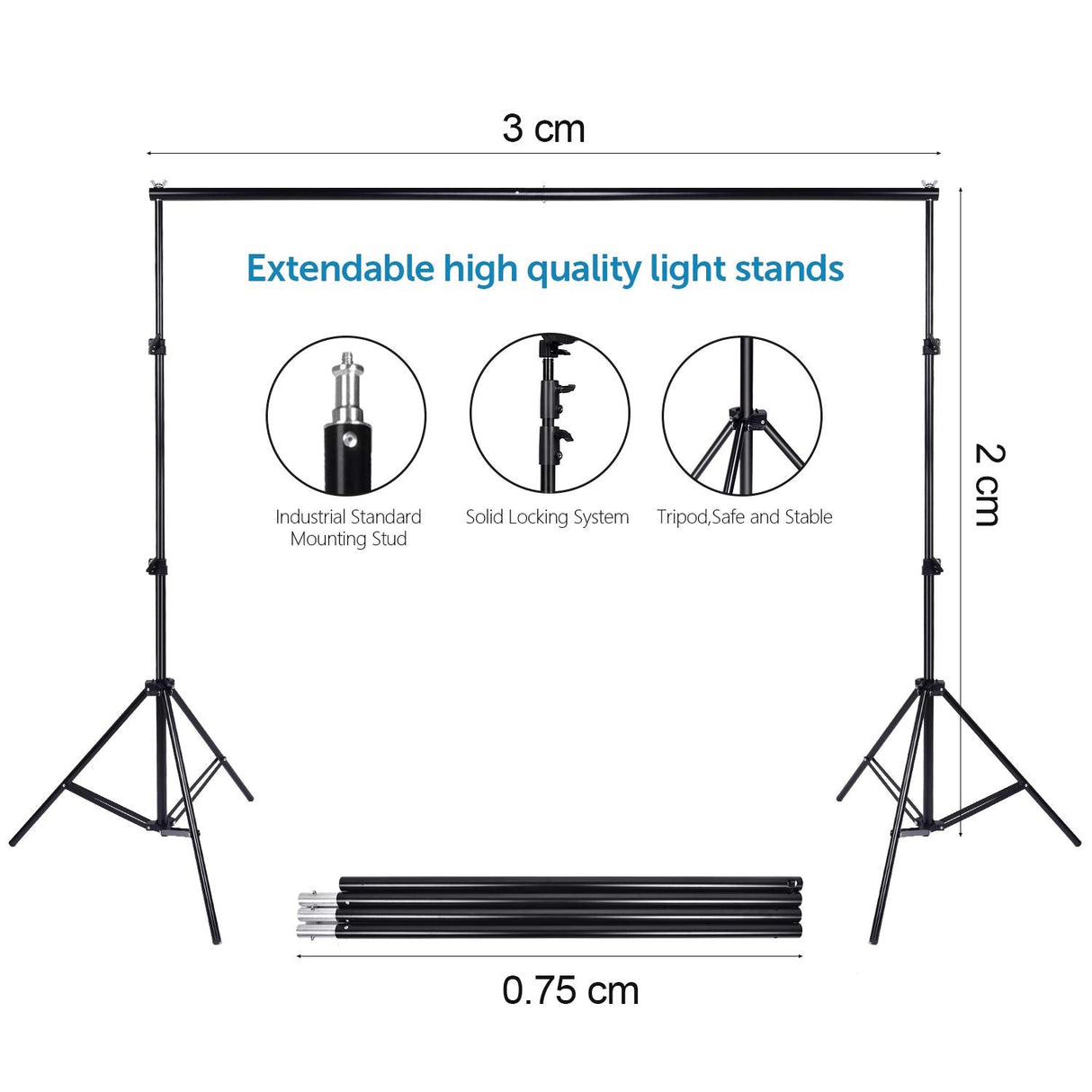 Photography Studio Backdrop Kit 2X 135W Continuous Lighting Kit 4 Umbrellas 4 Backdrops (White,Green,Black,Gray) 2x3m Background Support Stand System