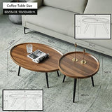 Coffee Table Set,HX Dream Center Table Living Room 2-Piece,Combination Coffee Table,Round Sofa Coffee Table Suitable for Living Room, Balcony, Garden（Wood Color）