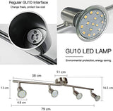 LED Track Light, Track Lighting Fixtures Ceiling, Flexibly Adjustable LED 4 Lights Track Lighting Kit for Kitchen, Living Room, Bedroom, Hallway GU10 Bulbs Included