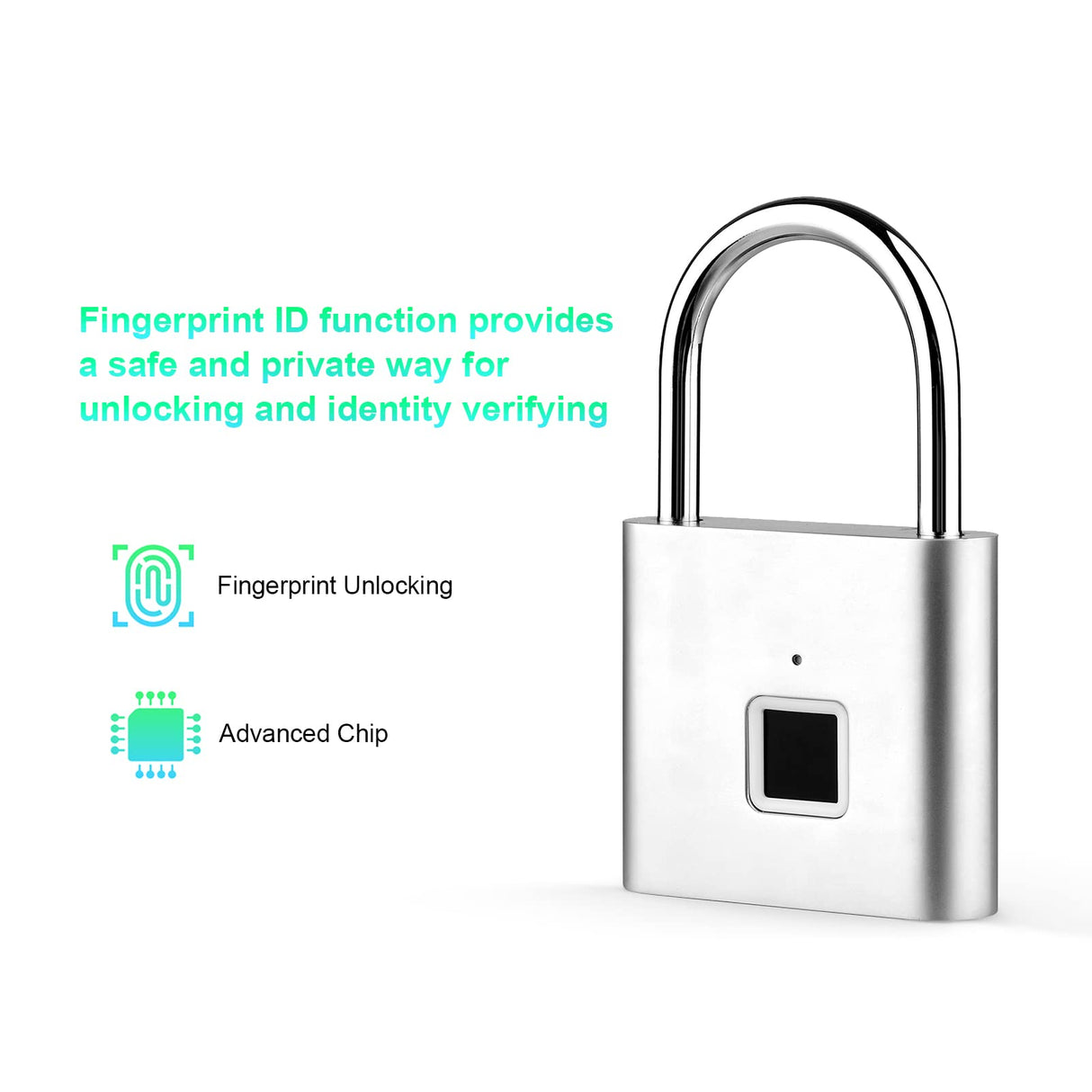 Smart Fingerprint Padlock Rechargeable Keyless 10 Fingerprints Morse Code Emergency Unlocking Easy Operation IP56 Waterproof Anti-Theft Security Padlock Door Luggage Backpack Lock