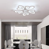 Modern LED Ceiling Light,Dimmable Acrylic Flush Mount Ceiling Lamp,5 Petals Metal Flower Shape Chandelier Lighting Fixture for Living Room Bedroom Kitchen Office Dining Room