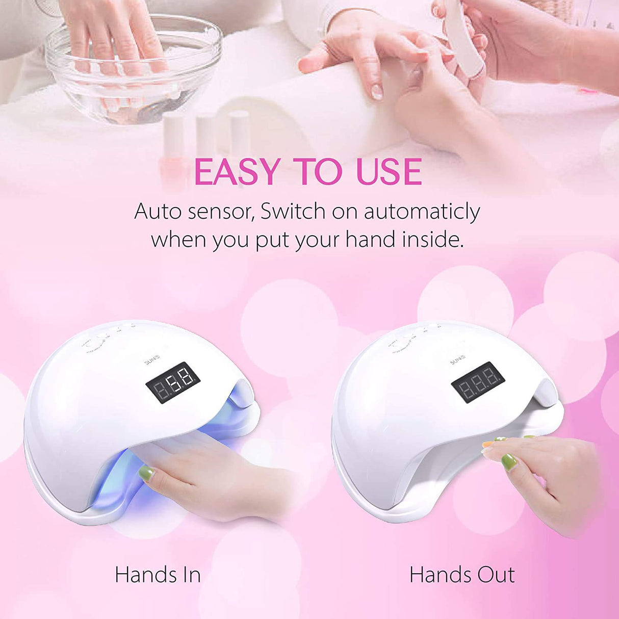 48W UV LED Nail Lamp,with Sensor,4 Timer Setting for Gel Fingernails Toenails,LED Display,Professional Nail Polish Curing Light Suitable for Novices,Home and Salon,Detachable Magnetic Tray