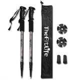 Walking Trekking Poles - 2 Packs with Antishock and Quick Lock System, Telescopic, Collapsible, Ultralight for Hiking, Camping, Mountaining, Backpacking, Walking, Trekking