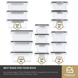 [16 Pack] Feshory Airtight Food Storage Container Set, Fridge Pantry Organiser Ideal for Home & Kitchen Organisation - Meal Prep Containers & Lunch Box with 100% Leak Proof Lids