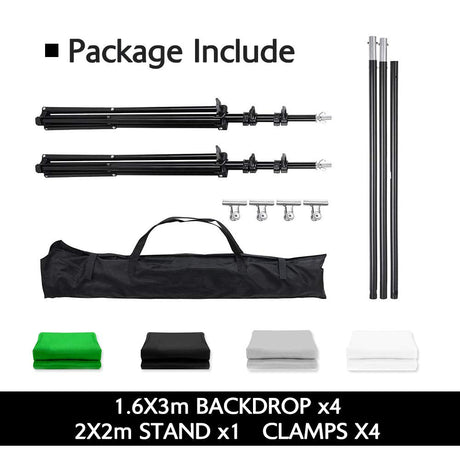 Photography Studio Green Screen Backdrop Background Stand Kit