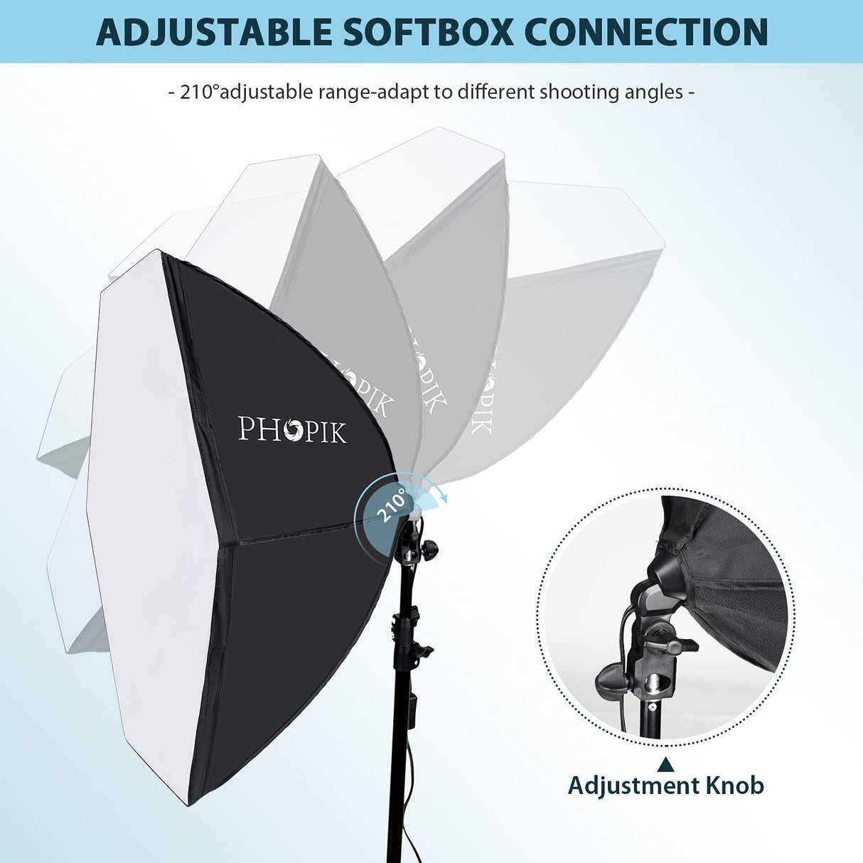 Softbox Photography Lighting Kit: Photo Studio Equipment 30 x 30 inches with E27 85W 5400K Light Bulb and Adjustable Height Light Stand for Filming Video, Photo Shooting and Streaming