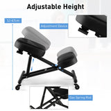 Ergonomic Kneeling Chair, Height Adjustable Kneeling Stool w/Smooth Gliding Wheels & Foam Padded Cushions, Angled Seat, Mobile Kneeling Chair for Home Office (Model 2, Black)