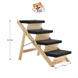 Pet Scene 4 Steps Dog Ramp Wooden Pet Stairs 2in1 Foldable Dog Stairs for Bed Car Couch Sofa Puppy Cat Ladder Portable Dog/Cat Ladder Up to 60KG