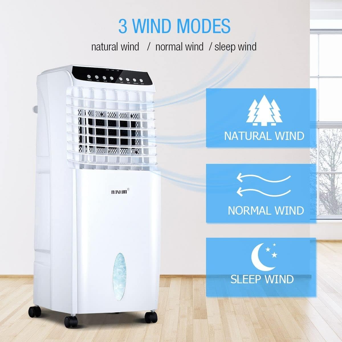 10L Evaporative Air Cooler, Portable Air Conditioner Fan with Ionizer/Humidifier Remote Control Conditioner for Home Use