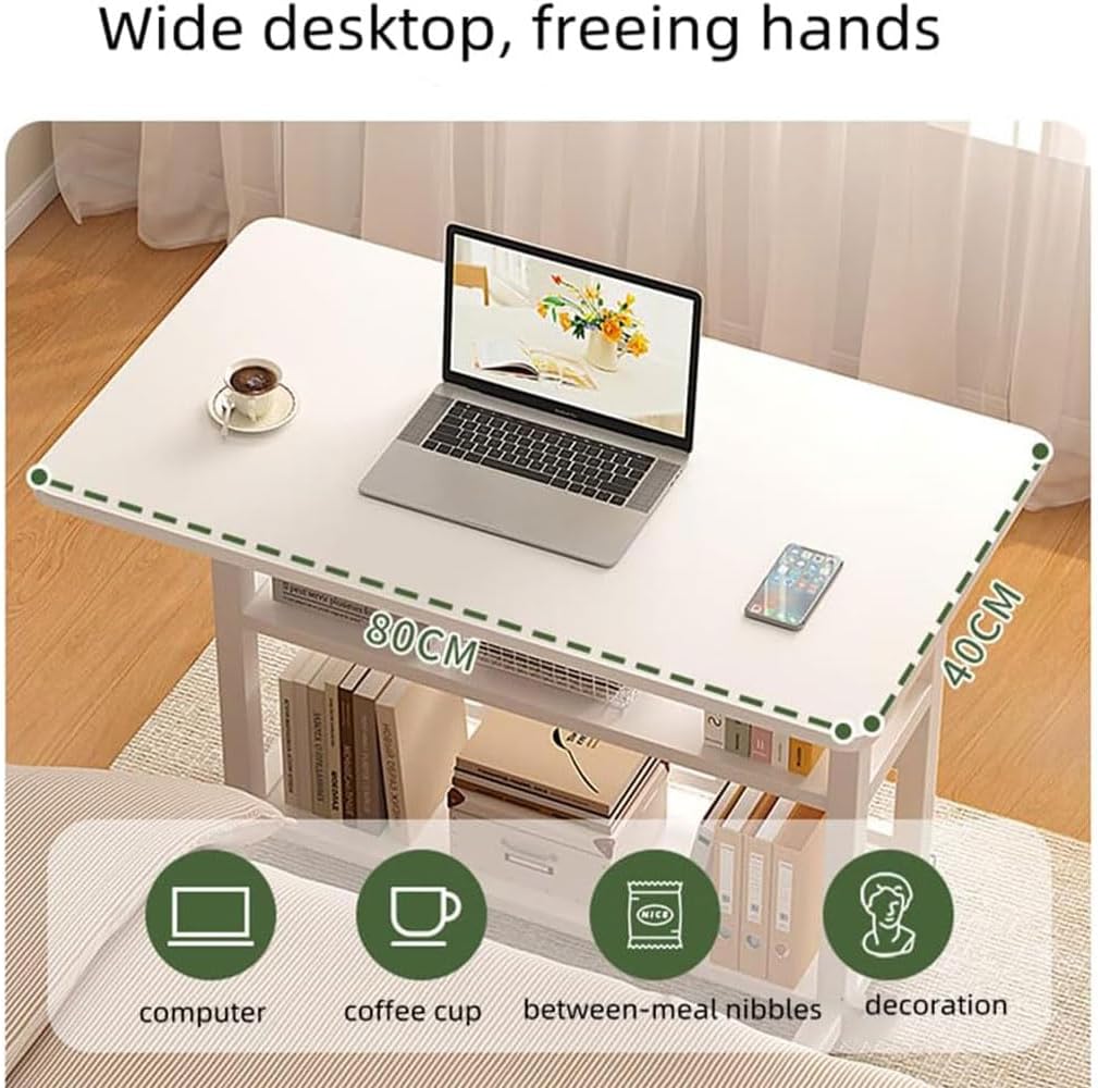 Adjustable Height Standing Large Desk,Portable Laptop Computer Desk,Office Furniture Small Spaces Desk Sofa Bedside Desk Learn Play Game Desk,Wheels Movable Storage Desk