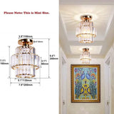 Mini Chandelier Crystal Chandeliers Lighting Flush Mount Ceiling Light Double-Layers Crystal Modern Chandelier Lighting Fixture for Bedroom Hallway Bar Kitchen Bathroom(Gold)