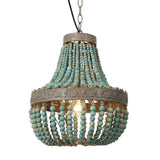 Wood Bead Chandelier Pendant Lights Gray Blue Finishing Retro Vintage Antique Rustic Kitchen Ceiling Lamp Light Fixtures (Grey Blue)