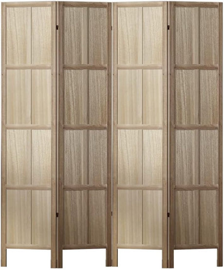 Room Divider Screen 4 Panel Foldable Wooden Divider Jade Brown