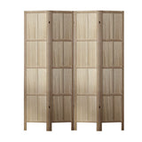 Room Divider Screen 4 Panel Foldable Wooden Divider Jade Brown