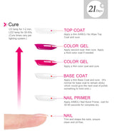 AIMEILI Soak Off UV LED Gel Nail Polish - Base And No Wipe Top Coat Kit Set 10ML