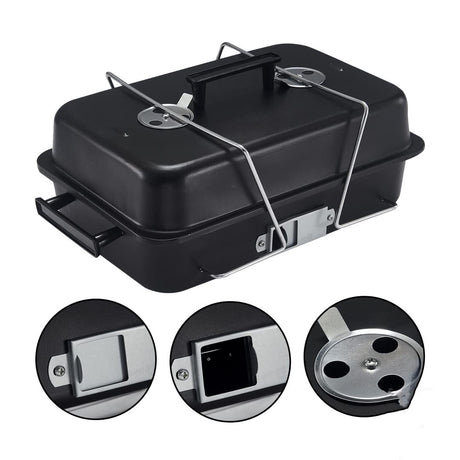 Multifunctional Foldable Portable Charcoal Grill with Lid for Portable Tabletop Metal Small BBQ Smoker for Outdoor and Indoor Use