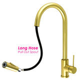 2 Mode Pull Out Kitchen Tap Laundry Sink Mixer Swivel Gooseneck Faucet (Brushed Gold)