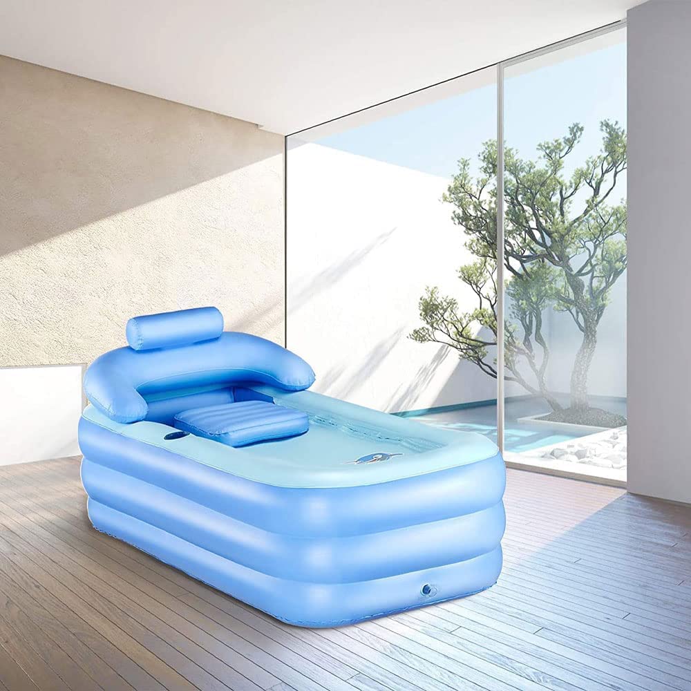 Portable Folding Inflatable Bathtub,with Pedal Air Pump,Inflatable Adult Bath Tub,for Adult Senior Shower Inflatable Pool Bathroom Home SPA (High-Density PVC)