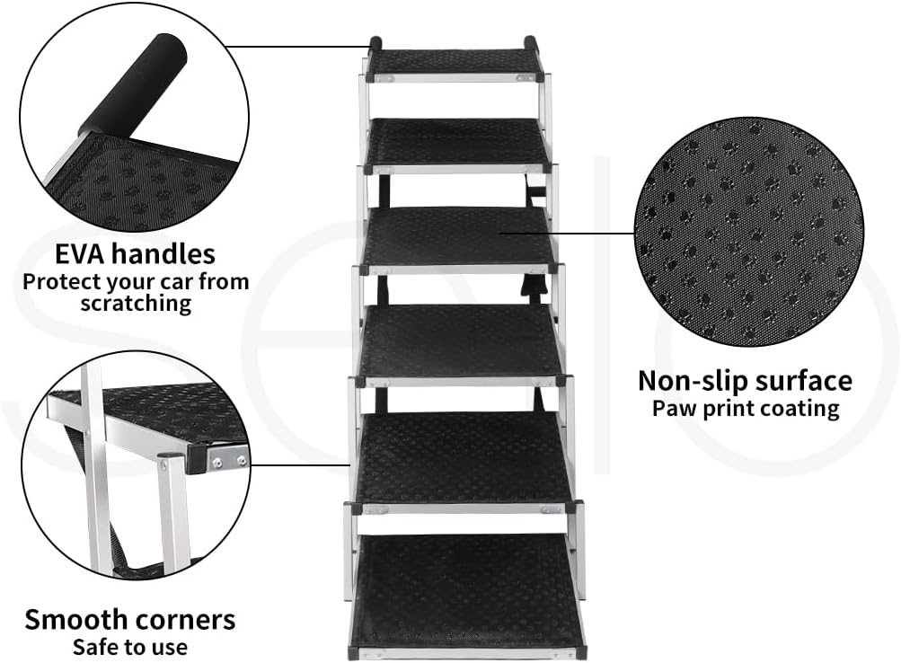 Folding Dog Ramp for SUV Truck Pet Safety Stairs Portable Non-Slip Ladder