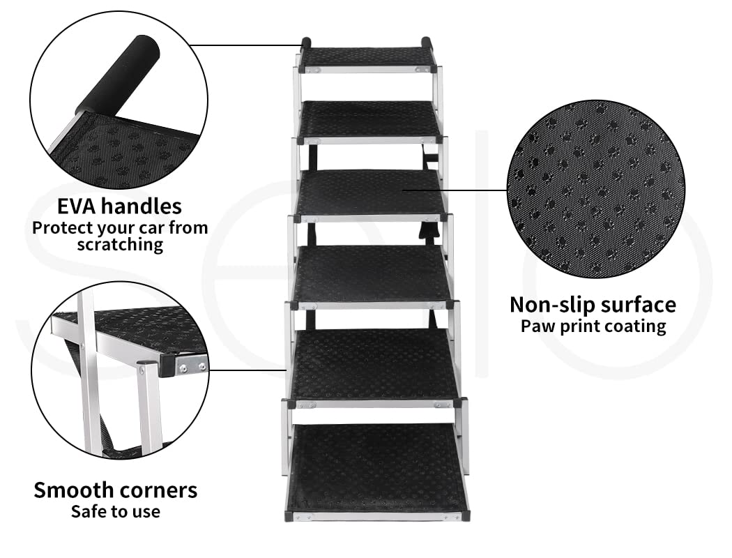 Folding Dog Ramp for SUV Truck Pet Safety Stairs Portable Non-Slip Ladder