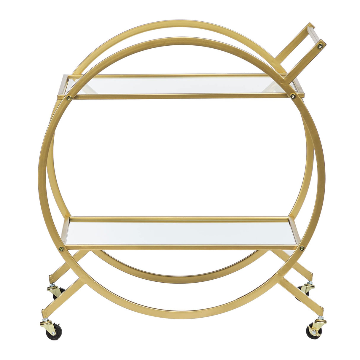 Steel Bar Cart with Glass Rack, Gold