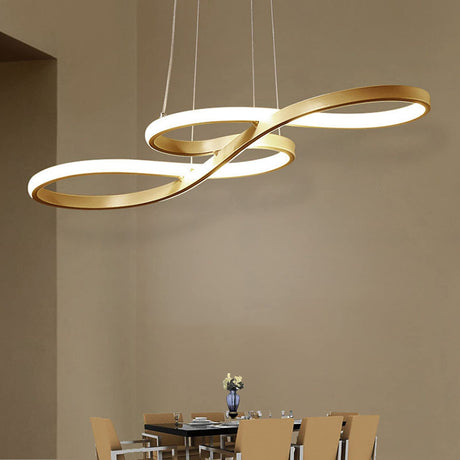 LED Modern Chandelier, Dimmable Pendant Light with Remote Control, Musical Note Shape Chandelier Lighting for Dining Rooms Bedroom Kitchen Restaurant, 100CM, 3000K-6000K, 68W, Gold