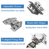 4 Pcs Cabinet Hinge Kitchen Cupboard Hinge Set Stainless Steel Soft Close Furniture Concealed Wardrobe Door Hinges Full Overlay Hinges with Mounting Screws for Home Improvement