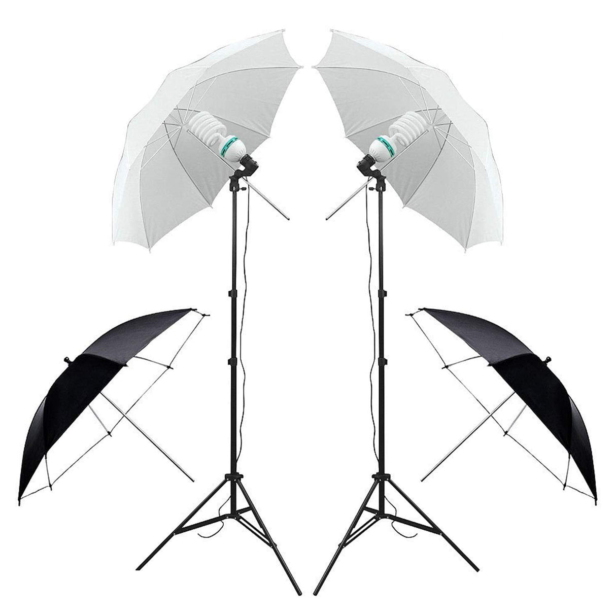 Photography Umbrella Background Support Kit, 2M x 3M/6.6ft x 10ft Background Frame 1350W 5500K Continuous Lighting with 4 Backdrop Cloth for Portrait Video Shooting