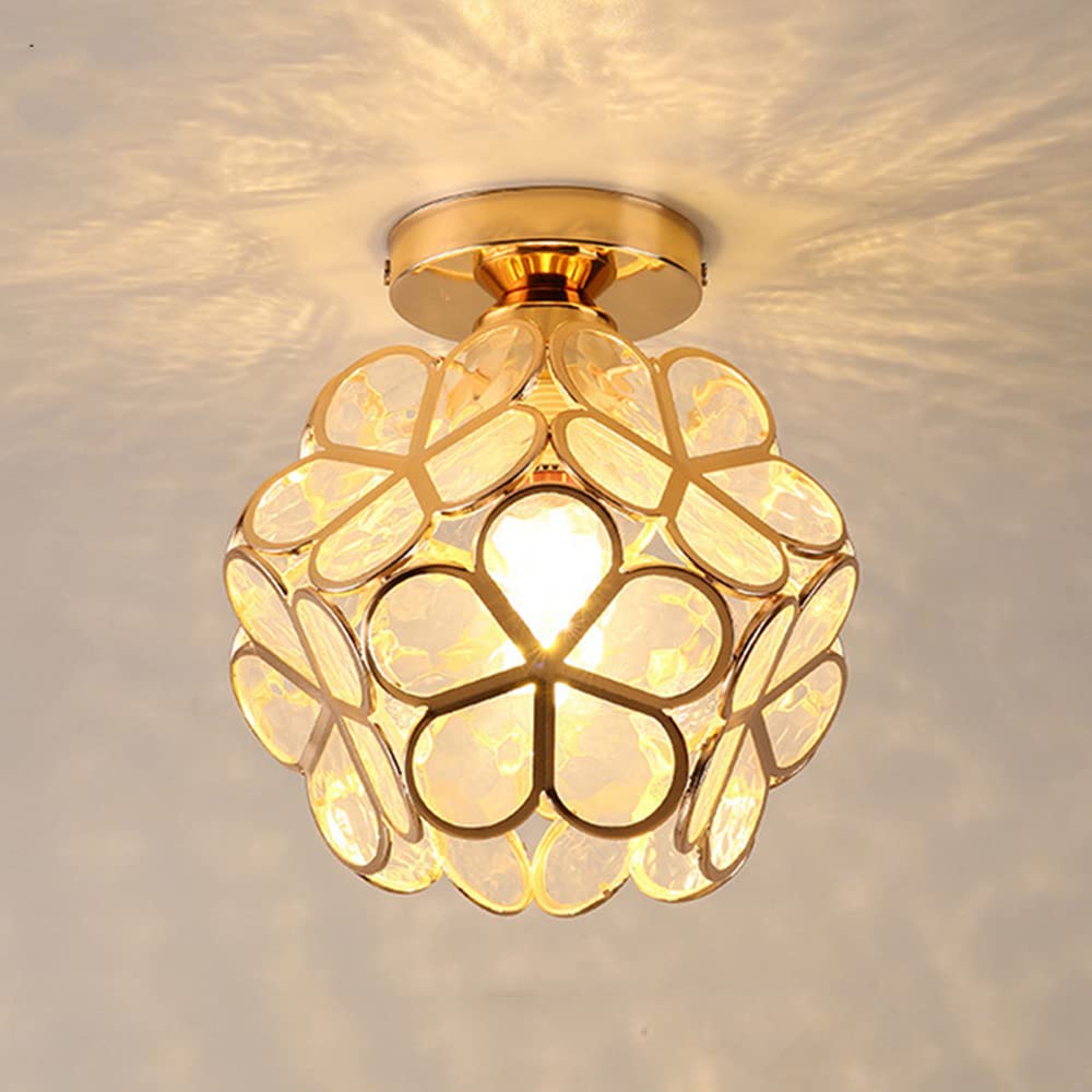 Modern Metal Ceiling Light Fixture- Industrial Mini Semi Flush Mount Ceiling Lighting Metal Chandeliers Fitting,Semi Flush Mount Lighting E26 for Kitchen Dining Rooms Living Room (Golden) Comfortable