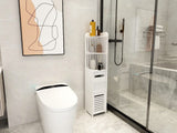 120CM Bathroom Storage Utility Cabinet Reversible Shelf Toilet Paper Roll Holder Rubbish Bin