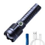 Rechargeable LED Flashlight High Lumens Flashlight Zoomable Waterproof LED Flashlight with 18650 Rechargeable Battery, 2200 Lumens 3 Modes Zoomable Flashlight for Camping Hiking