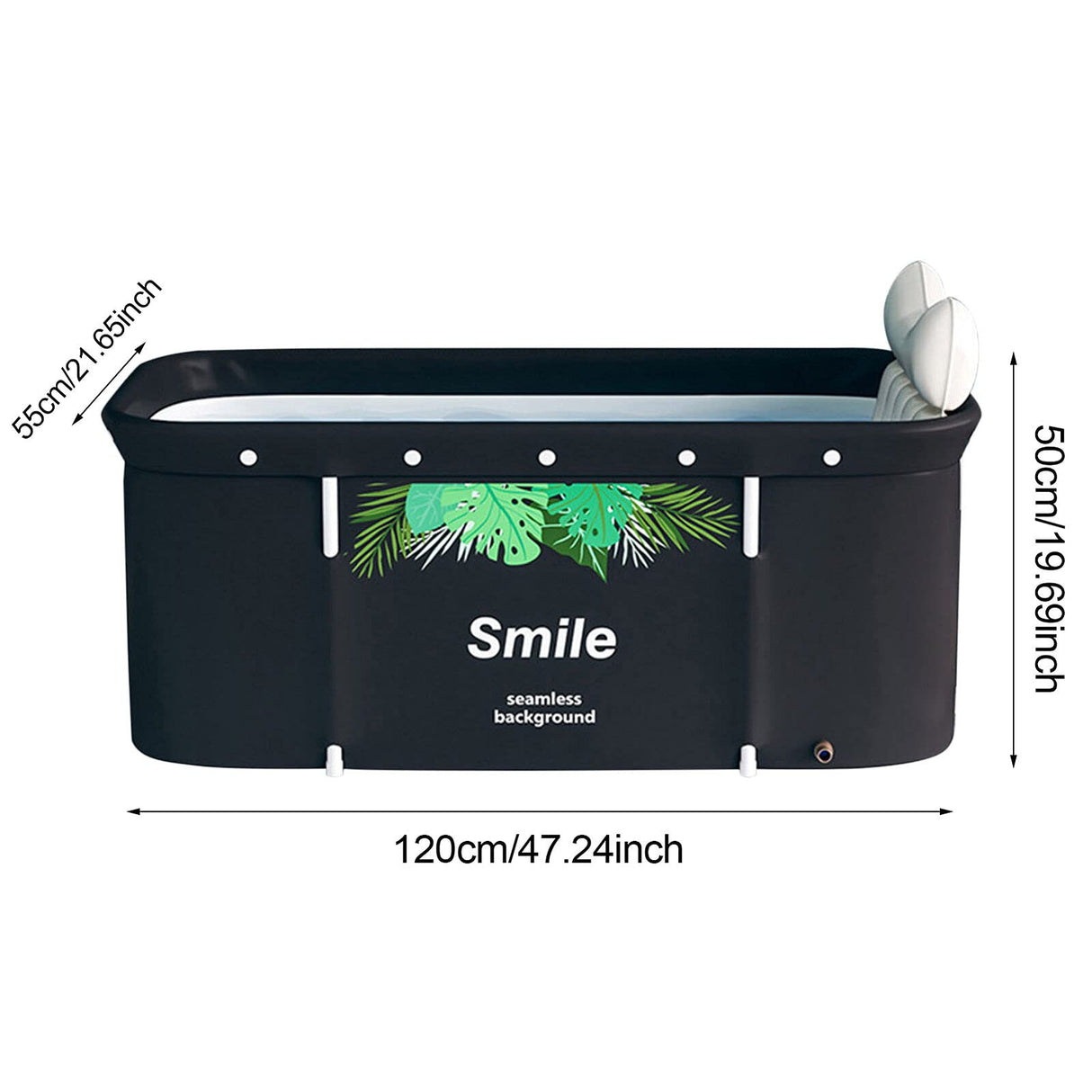 Large Adult Foldable Bathtub Portable Bath Tub, 2 Person Cuboid Soaking Hot Ice Bathing Barrel Thickening to Keep Temperature for Home SPA Shower Stall Household Bathroom Outdoor (Green Leaf)