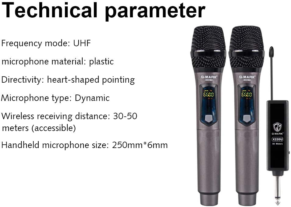 G-MARK X220U UHF rechargeable wireless microphone Recording Karaoke microphone Handheld with lithium battery Receiver