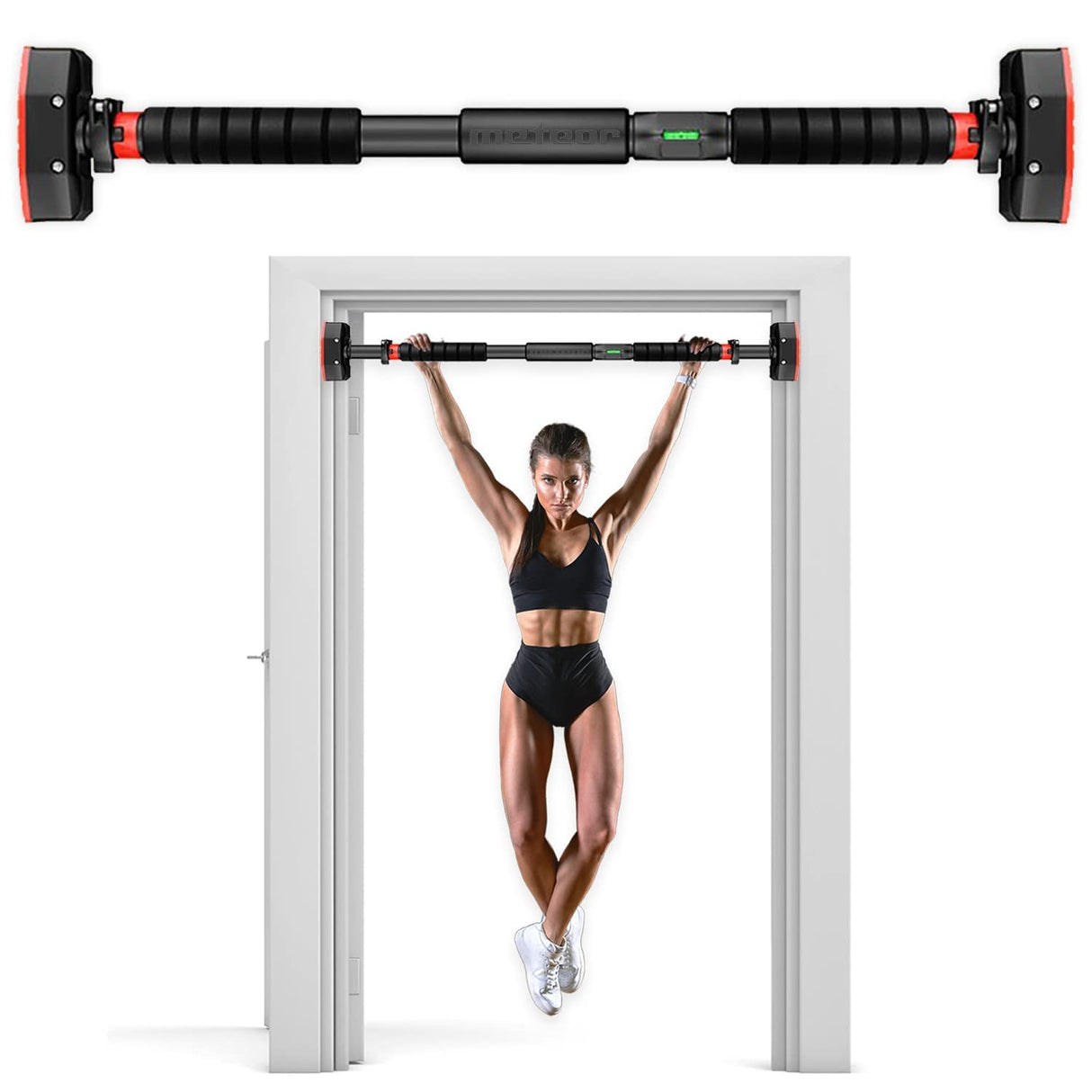 Essential Pull Up Bar - Chin Up Bar, Push Up Bar, Abdominal Training Door Bar, Adjustable Length, 200kg Capacity