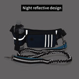 Hands Free Dog Leash with Multi-Functional Waist Bag,Shock Absorption Reflective Bungee Leash and Poop Bags, Adjustable Running Belt for Walking Dogs,Jogging and Running (Navy)