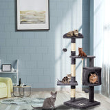 Multi-Level Cat Tree Tower Condo with Cat Scratching Post Cozy Hammock and Baskets,Kitty Activity Center Kitten Play House, Cat Tower Furniture for Kitty (Cat Tree B, Grey)