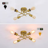 Ganeed Gold Modern Ceiling Light Fixture Industrial 4-Light Ceiling Lamp Semi Flush Mount Chandelier Ceiling Lighting for Farmhouse Kitchen Bedroom Living Room, E27 Base(Bulb Not Included)