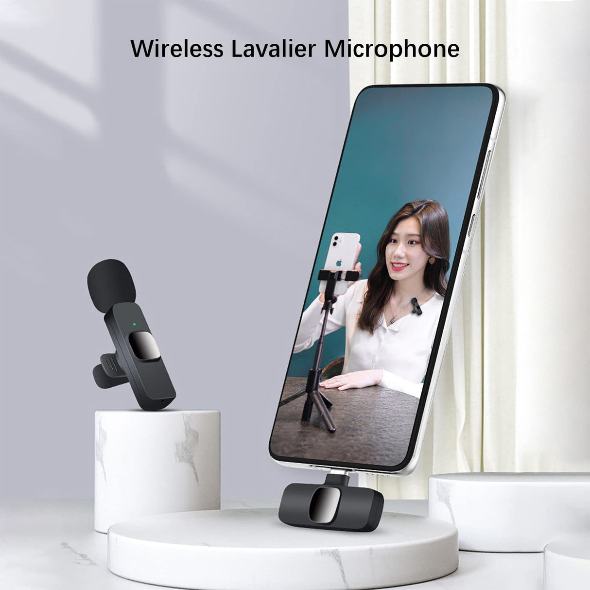 Tech Wireless Lavalier Microphone for iPhone iPad USB C Smartphone, Plug and Play Mini Mic for YouTube TikTok Live Streaming Gaming K Song Recording Auto Noise Reduction (3.5mm 1)