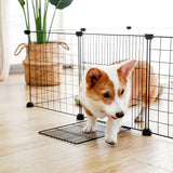 Pet Dog Panel, DIY Small Animal Cage Rabbit, Guinea Pig, Puppy, Kitten | Wire Mesh Fence 10 Black Panels (10 with Doors)