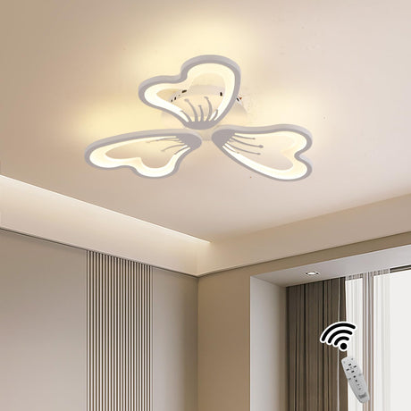 LED Modern Ceiling Lamp, 33W 21.6" Dimmable Remote Control Flower Shape Close to Ceiling Light Fixture, Creative Design Acrylic Ceiling Chandelier for Bedroom Kitchen Hallway Asile, White