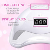 48W UV LED Nail Lamp,with Sensor,4 Timer Setting for Gel Fingernails Toenails,LED Display,Professional Nail Polish Curing Light Suitable for Novices,Home and Salon,Detachable Magnetic Tray