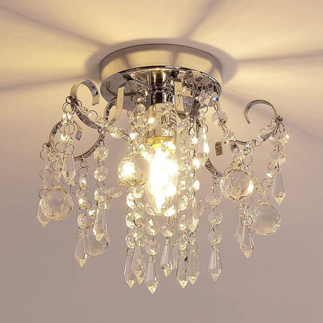 Pendant Lamp European Style Crystal Ceiling Small Chandelier Modern Minimalist Porch Aisle Corridor Restaurant Light, Silver