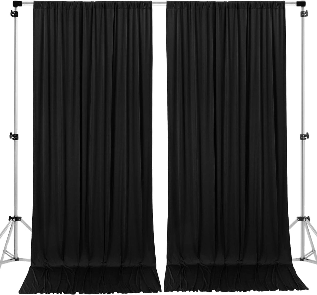 10 feet x 8 feet Polyester Backdrop Drapes Curtains Panels with Rod Pockets - Wedding Ceremony Party Home Window Decorations - Black (DRAPE-5X8-BLACK)