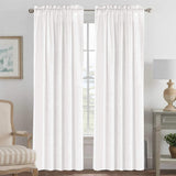 Natural Rich Linen Curtains Semi Sheer for Bedroom/Living Room | Rod Pocket Textured Window Curtain Drapes Privacy Added Soft Curtains, White, Sold Pair, Each Piece 132cm x 243cm