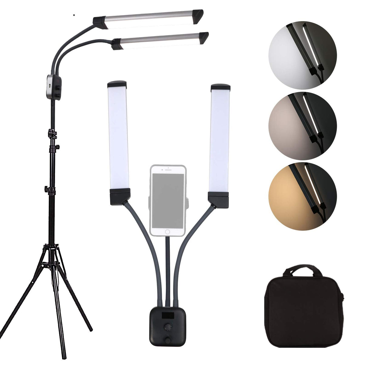 40W Eyebrow Tattoo Light Lash Lamp Beauty Light Eyelash Extension Lamp Makeup Artist Light 3000K-6000K Bi-Color Dimmable Studio Photography Light YouTube Video Portrait Shooting with Tripod,Phone Holder and Bag