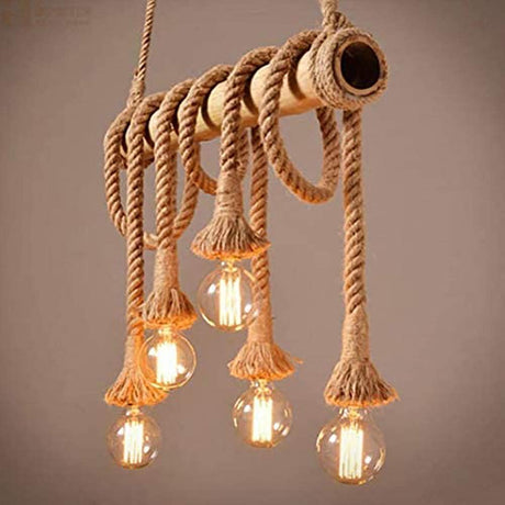 Hemp Rope Vintage Pendant Lighting Mid Century Chandelier 5 Lights Adjustable Ceiling Light Fixture for Hallway Kitchen Dining Room-Hemp Rope 5 Lights Commemoration Day